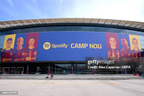 General view outside the stadium ahead of the UEFA Women's Champions League semifinal 2nd leg match between FC Barcelona and Chelsea FC at Camp Nou...