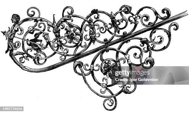 Railings, Germany, 16th century - an illustration to article 'Arts of Blacksmithing' of the encyclopedia publishers Education, St. Petersburg,...