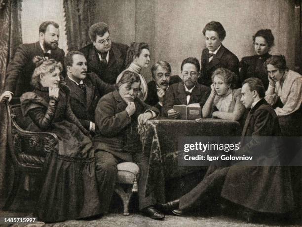 Anton Chekhov among artists - participants of the play 'The Seagull' at the Moscow Art Academic Theatre photo, Museum of the Moscow Art Academic...
