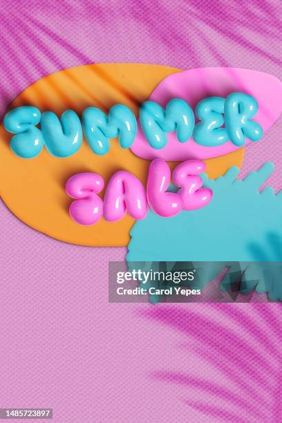 summer sale in 3d letters - 3d banner sign stock pictures, royalty-free photos & images