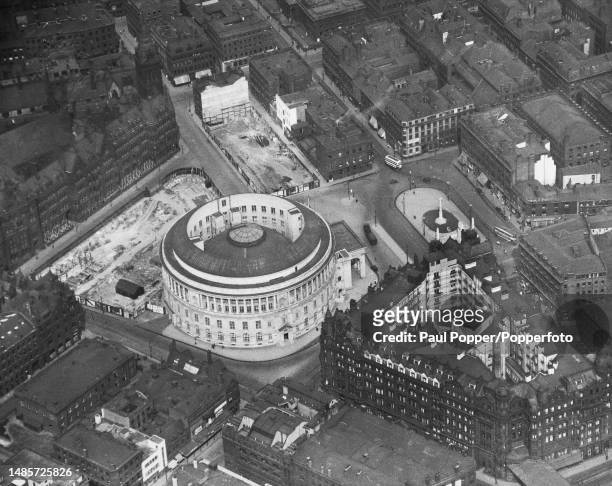 An aerial view of the newly-completed Manchester Central Library and St Peter's Square , Manchester, 1934.