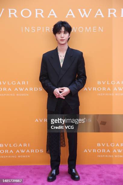 Actor Fan Chengcheng attends Bvlgari Avrora Awards Ceremony on April 26, 2023 in Beijing, China.