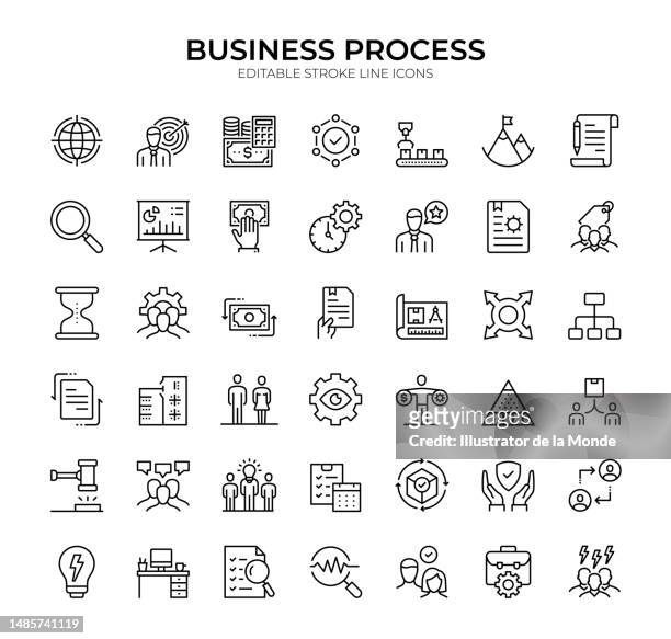 stockillustraties, clipart, cartoons en iconen met streamline your business operations with business process icons - automate workflow icon