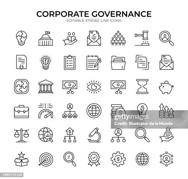 stockillustraties, clipart, cartoons en iconen met streamline your corporate governance with this icon set - meten is wetten