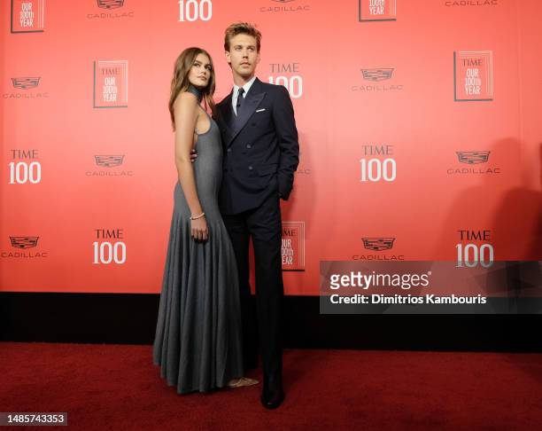 Kaia Gerber and Austin Butler attend the 2023 TIME100 Gala at Jazz at Lincoln Center on April 26, 2023 in New York City.