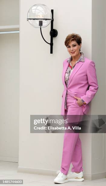 Edwige Fenech attends the "La Quattordicesima Domenica Del Tempo Ordinario" photocall at Hotel Le Meridien on April 27, 2023 in Rome, Italy.