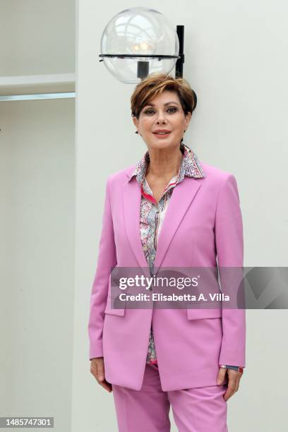 Edwige Fenech attends the "La Quattordicesima Domenica Del Tempo Ordinario" photocall at Hotel Le Meridien on April 27, 2023 in Rome, Italy.