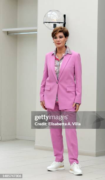 Edwige Fenech attends the "La Quattordicesima Domenica Del Tempo Ordinario" photocall at Hotel Le Meridien on April 27, 2023 in Rome, Italy.