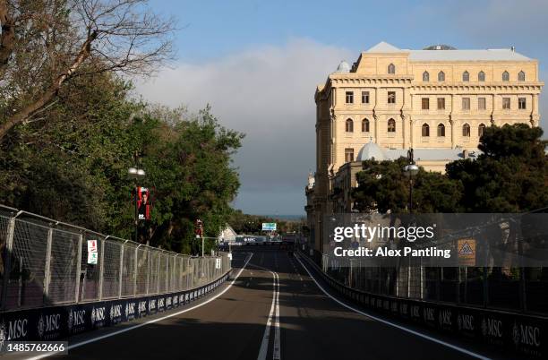 General view of the circuit prior to the F1 Grand Prix of Azerbaijan at Baku City Circuit on April 27, 2023 in Baku, Azerbaijan.