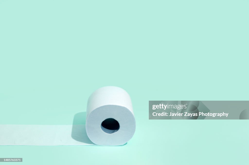 Toilet Roll On Green Background