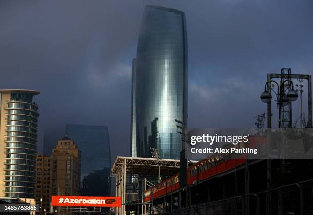 General view of the circuit prior to the F1 Grand Prix of Azerbaijan at Baku City Circuit on April 27, 2023 in Baku, Azerbaijan.