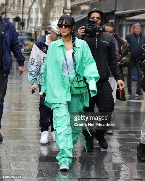 Tulisa Contostavlos from N-Dubz arriving at Capital Xtra Radio Studios on April 27, 2023 in London, England.