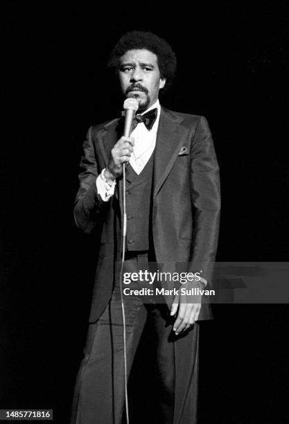 Comedian/Actor Richard Pryor performs during the Benefit for Quincey Jones at the Shrine Auditorium, Los Angeles, CA 1974.