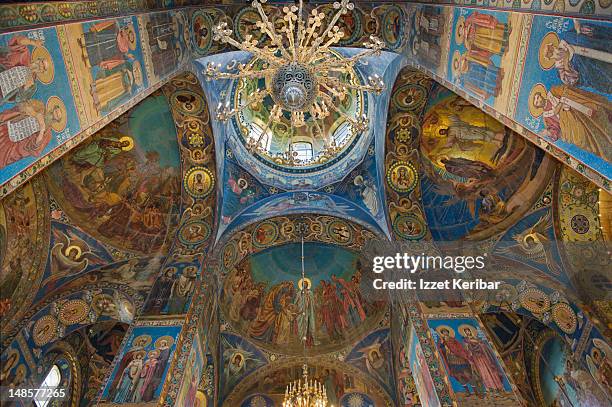 interior of church of the saviour on spilled blood. - ceiling stock illustrations