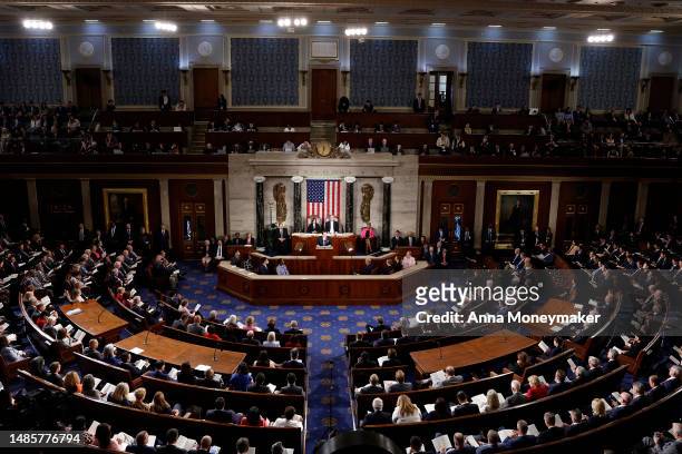 South Korean President Yoon Suk-yeol delivers remarks to a joint meeting of Congress in the House Chamber of the U.S. Capitol on April 27, 2023 in...