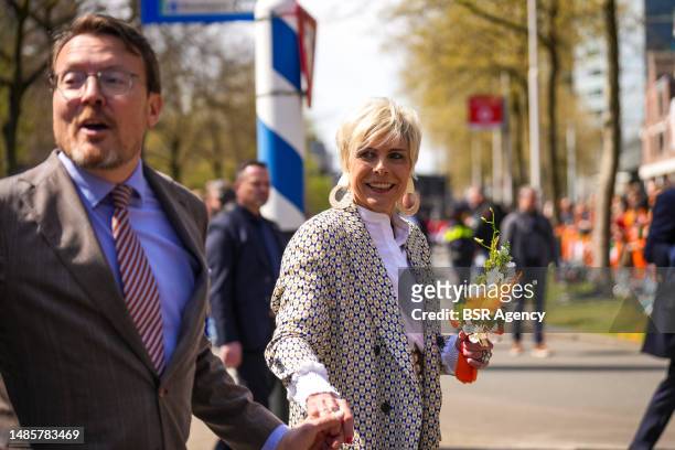 Prince Constantijn of the Netherlands and Princess Laurentien of the Netherlands during Kingsday celebrations on April 27, 2023 in Rotterdam,...