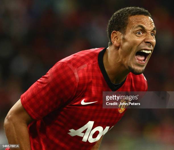 Rio Ferdinand of Manchester United in action during the pre-season friendly between AmaZulu FC and Manchester United at Moses Mabhida Stadium on July...