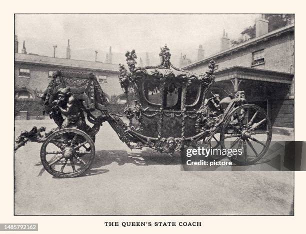 the queen's state coach ( xxxl with many details) - chariot stock illustrations