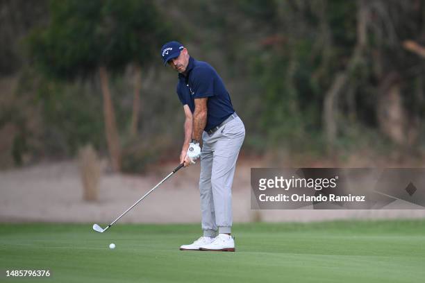 Jonathan Byrd of the United States plays his second shot on the second hole during the first round of the Mexico Open at Vidanta on April 27, 2023 in...