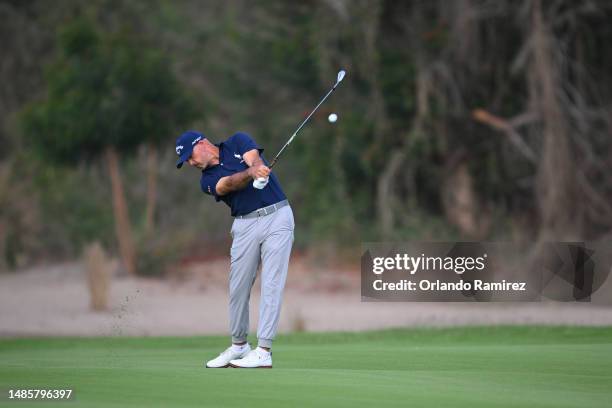 Jonathan Byrd of the United States plays his second shot on the second hole during the first round of the Mexico Open at Vidanta on April 27, 2023 in...