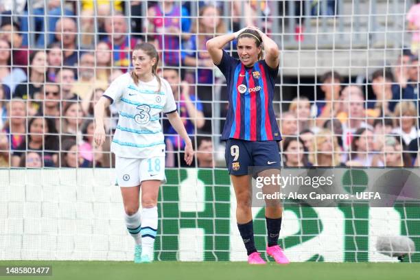 Mariona Caldentey of FC Barcelona reacts after a missed chance during the UEFA Women's Champions League semifinal 2nd leg match between FC Barcelona...