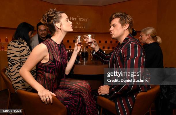 Dylan Sprouse and Barbara Palvin attend Hennessy X.O x Kim Jones 'X.O Lab' pop-up in NYC on April 26, 2023 in New York City.