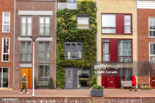 sustainable green housing in the netherlands - home facade stock pictures, royalty-free photos & images