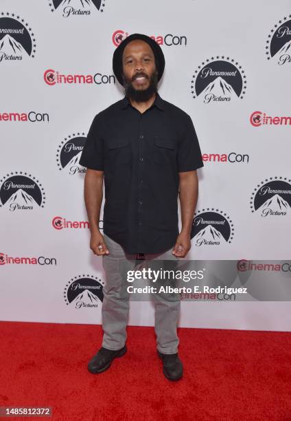 Ziggy Marley poses for photos, promoting the upcoming Bob Marley biopic, at the Paramount Pictures presentation during CinemaCon 2023, the official...