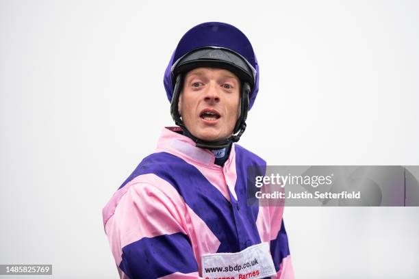 Jockey Thomas Greatrex at Chelmsford City Racecourse on April 27, 2023 in Chelmsford, England.