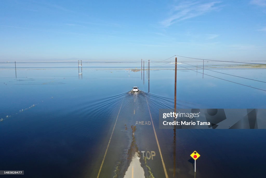 Massive Amounts Of Rain Combined With Winter's Record Breaking Snowpack Causes Historic Flood In California's Central Valley And Beyond