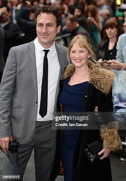 Joanna Page and husband James Thornton attend the European premiere of "The Dark Knight Rises" at Odeon Leicester Square on July 18, 2012 in London,...