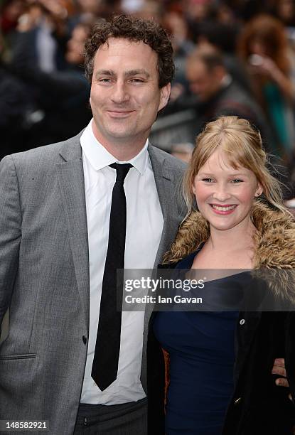 Joanna Page and husband James Thornton attend the European premiere of "The Dark Knight Rises" at Odeon Leicester Square on July 18, 2012 in London,...