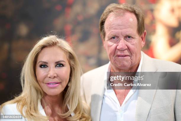 Norma Duval and Matthias Kühn attend the Alberto R. Serrano Exhibition at the Retiro Park on April 27, 2023 in Madrid, Spain.