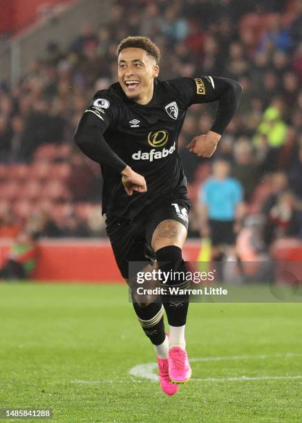 Marcus Tavernier of AFC Bournemouth celebrates after scoring the team's first goal during the Premier League match between Southampton FC and AFC...