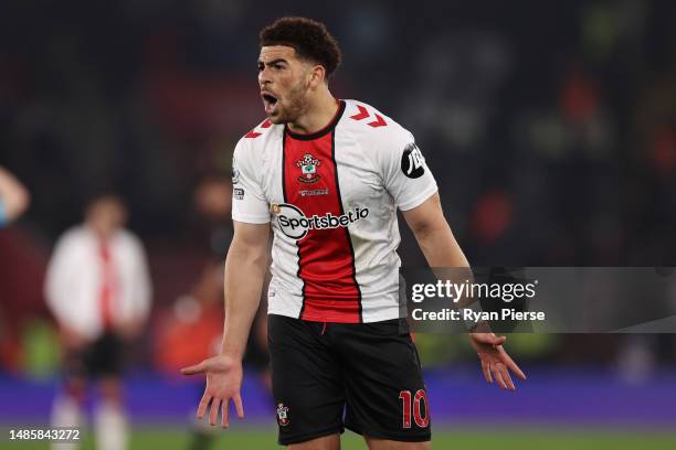 Che Adams of Southampton reacts during the Premier League match between Southampton FC and AFC Bournemouth at Friends Provident St. Mary's Stadium on...