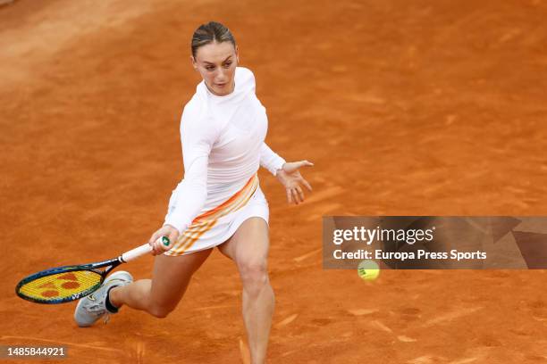 Ana Bogdan of Romania in action against Shelby Rogers of United States during the Mutua Madrid Open 2023 celebrated at Caja Magica on Abril 27, 2023...