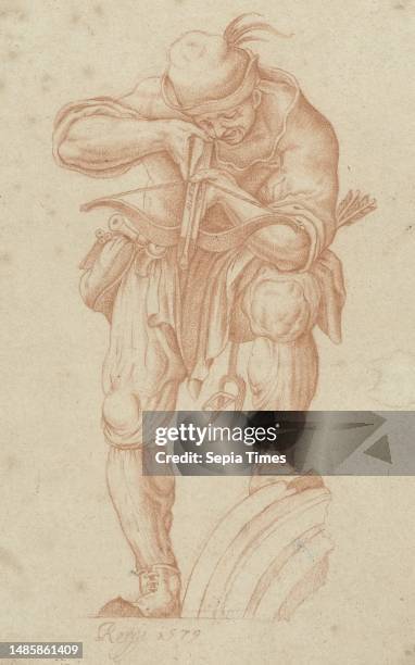 Sagittarius, aiming down, Orazio de Santis, intermediary draughtsman: Lelio Orsi, draughtsman: anonymous, 1579 - 1620, paper, h 234 mm × w 147 mm.