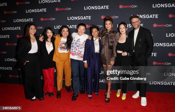 Adele Lim, Cherry Chevapravatdumrong, Sherry Cola, Sabrina Wu, Stephanie Hsu, Ashley Park, Teresa Hsiao and Seth Rogen attend the Lionsgate screening...