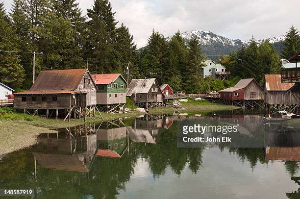hammer slough with houses. - petersburg foto e immagini stock