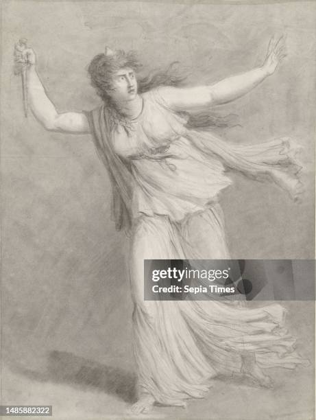 The actress Sarah Siddons in the role of Euphrasia in the play The Grecian Daughter, The actress Sarah Siddons in the role of Euphrasia, draughtsman:...