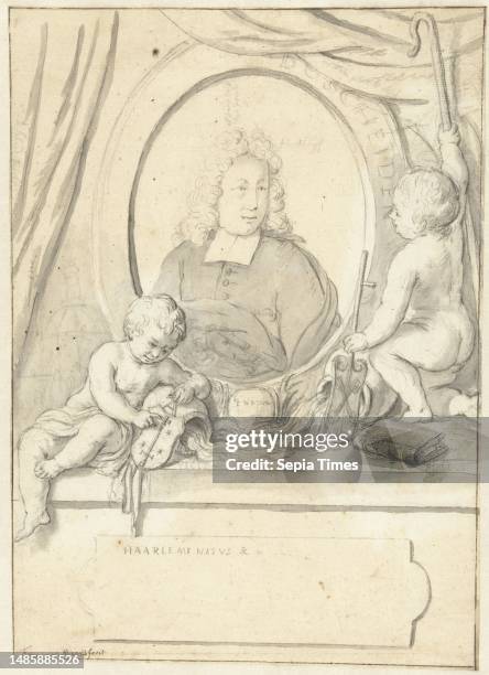 Portrait of Adriaan van Bescheiden , preacher in Leiden, Portrait of Adriaan van Boscheiden., draughtsman: Frans van Mieris , 1720 - 1724, paper,...