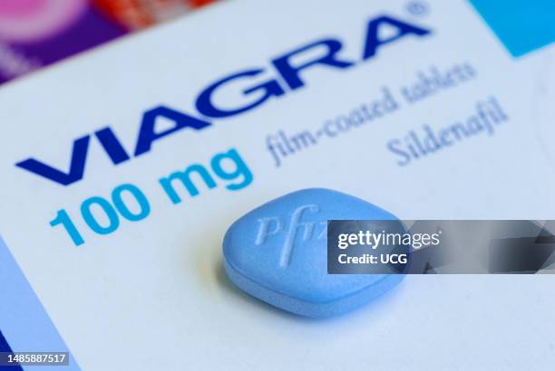Close up of a Pfizer Viagra tablet, UK.