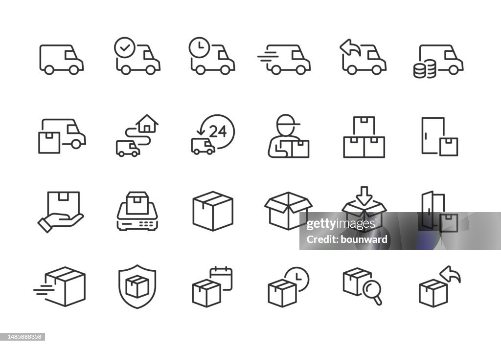 Delivery line icons. Pixel perfect. Editable stroke.