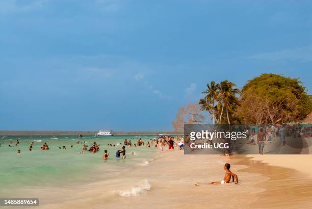 Playa Blanca on the Isla de Baru along the coast from Cartagena de Indias, Colombia.