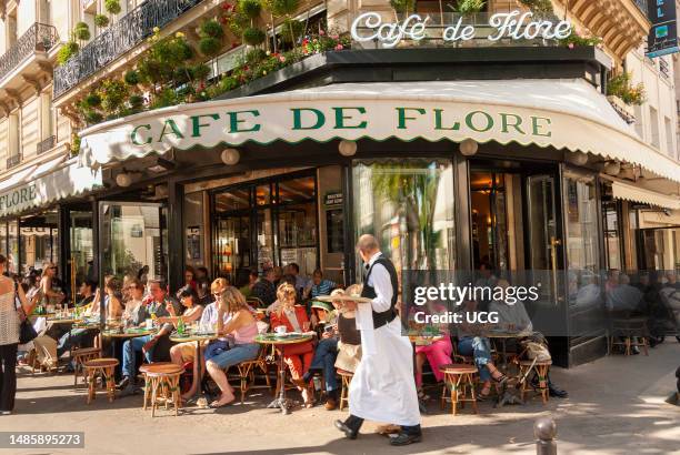 Waiter at Cafe de Flore in Saint-Germain-des-Pres, Paris, France.