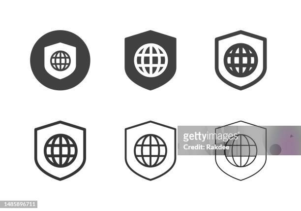 global protection icons - multi series - block form stock illustrations