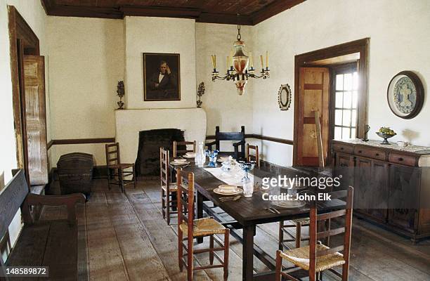 dining room of mariano vallejo in petaluma adobe state historic park. - petaluma stock pictures, royalty-free photos & images