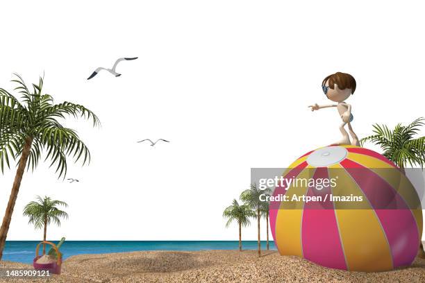 3d, character, illustration, object - beach bucket white background stock illustrations
