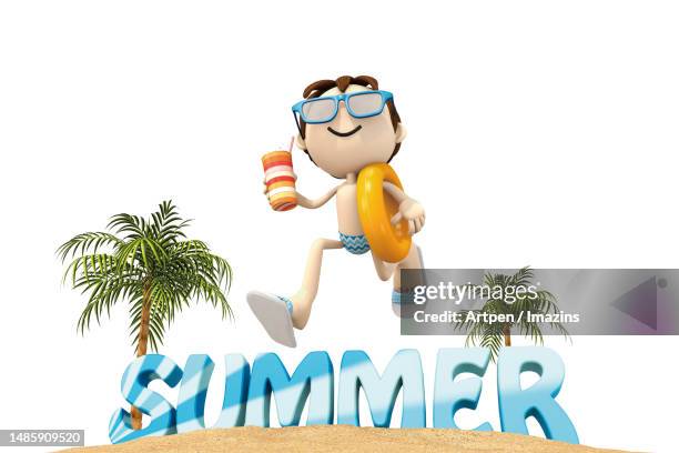 3d, character, illustration, object - inflatable ring isolated stock illustrations