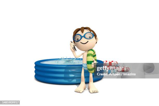 3d, character, illustration, object - inflatable ring isolated stock illustrations